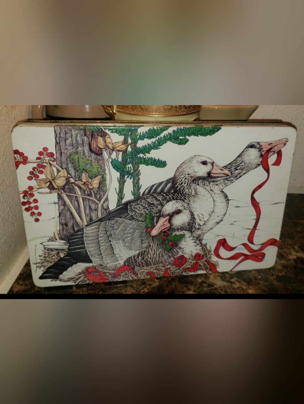 Vintage 1983 Midwest Christmas Ducks Rectangular Tin